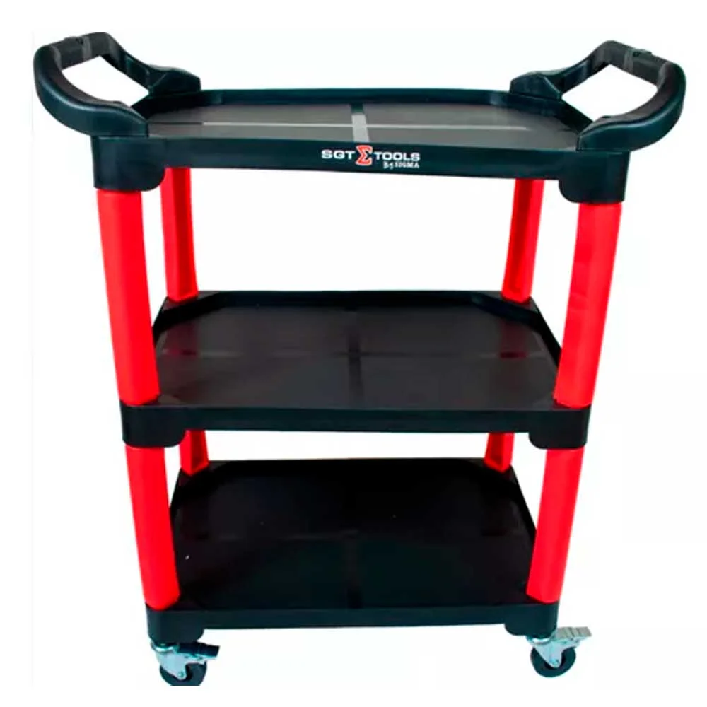 Carrinho Mecânico 3 Bandeja Vermelho Cap 100 Kg Sigma 